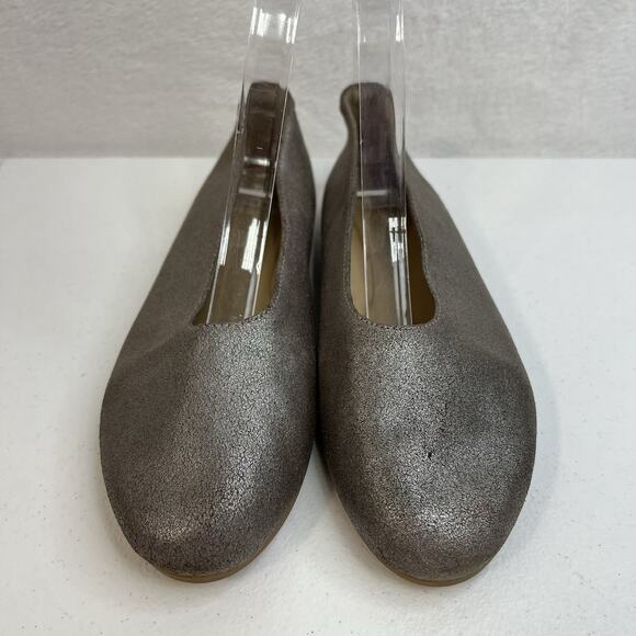 Eileen Fisher Sz 6 Ballet Flats High Cut Slip On Metallic Shiny Leather Capsule - Picture 5 of 12